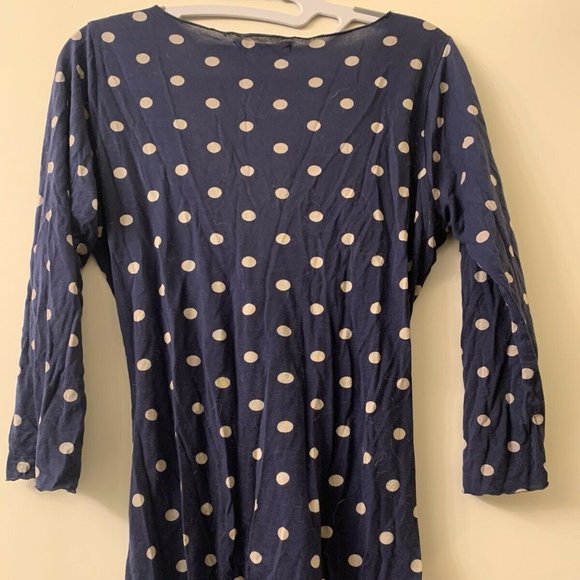 VELVET by Graham & Spencer Women's M Front Twist Top 3/4 sleeve Blue Polka Dot - Picture 2 of 4